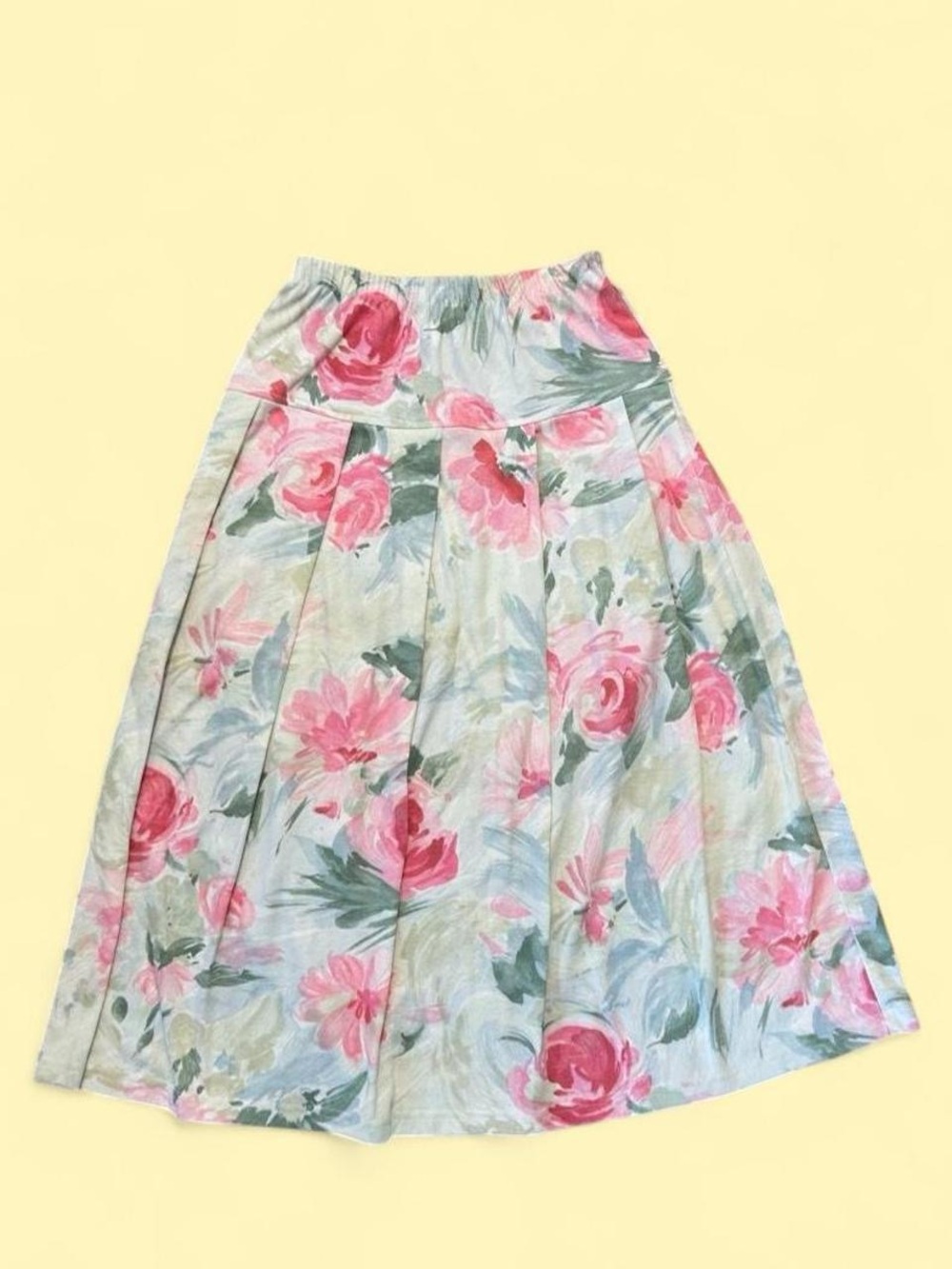 Vintage Floral Drop Waist Midi Skirt